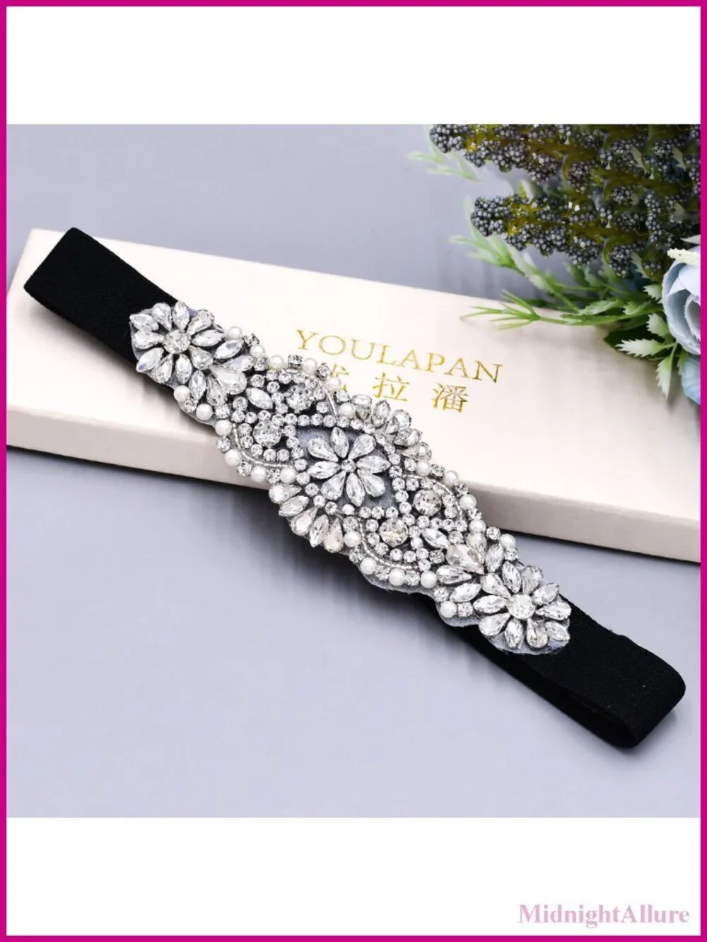 Rhinestone Beaded Stretch Belt for Women Wedding